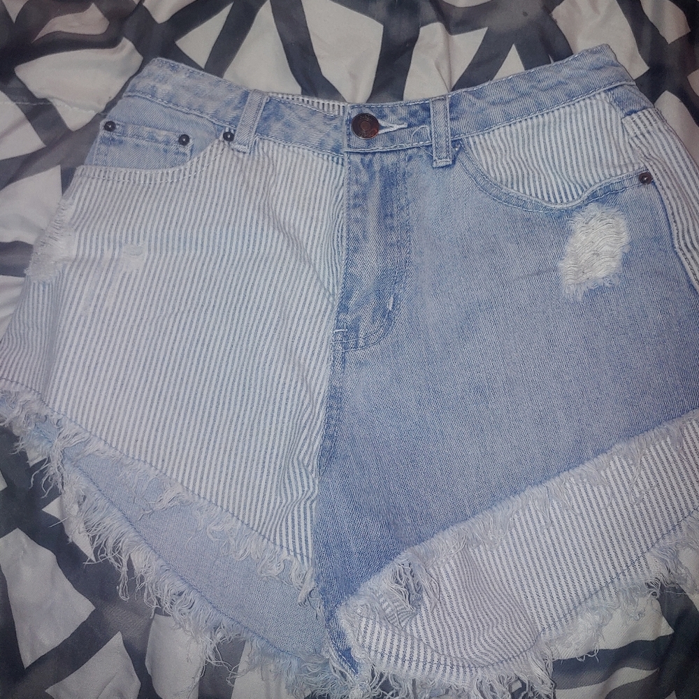 Striped jesn shorts